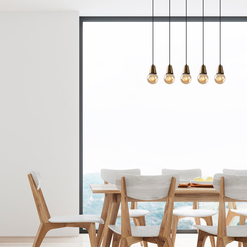 Luminaire suspendu pour îlot de cuisine à 5 lumières Randles, Cuivre / noir