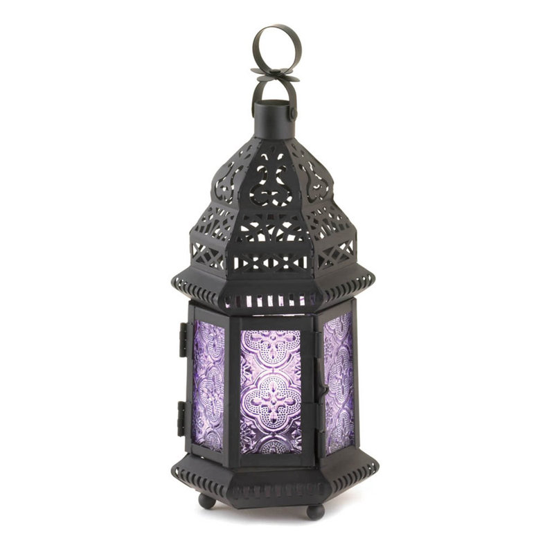 10.25'' H Tabletop Lantern, Purple