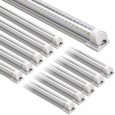 Barrina T8 Led Shop Light 6ft 60w 8500lm 5000k, Clear Cover, Garage Led Lights Ceiling, V-shape Led Light Fixture, Work Shop Led Lights For Garage, Warehouse, Basement, Etl Listed, 10 Packs