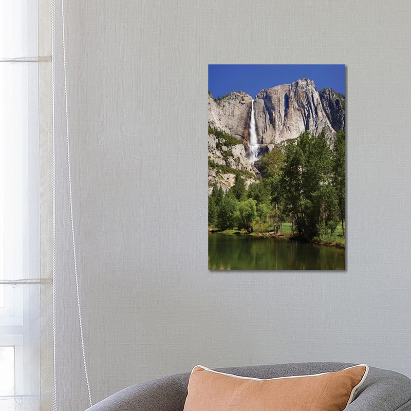 Usa, California, Yosemite National Park. Yosemite Falls And Merced River Landscape. by Jaynes Gallery - Wrapped Canvas Painting
