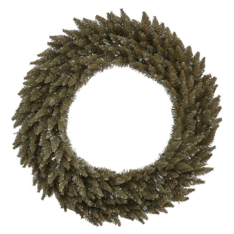 Couronne de Noël artificielle en PVC, H 48 po x l 48 po x P 5 po, Champagne antique