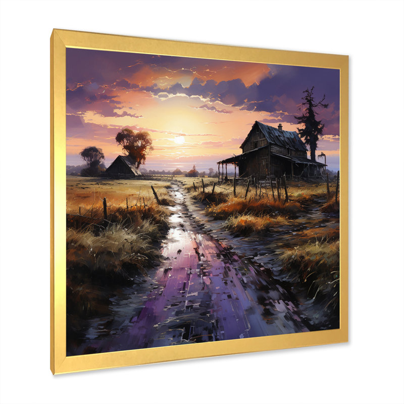 Barns Twilight Shadows - impression, Cadre doré à une seule photo, H 36 po x l 36 po x P 1,5 po
