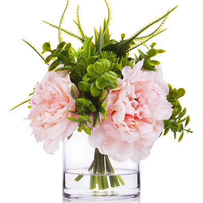 Silk Peony Arrangement in Vase