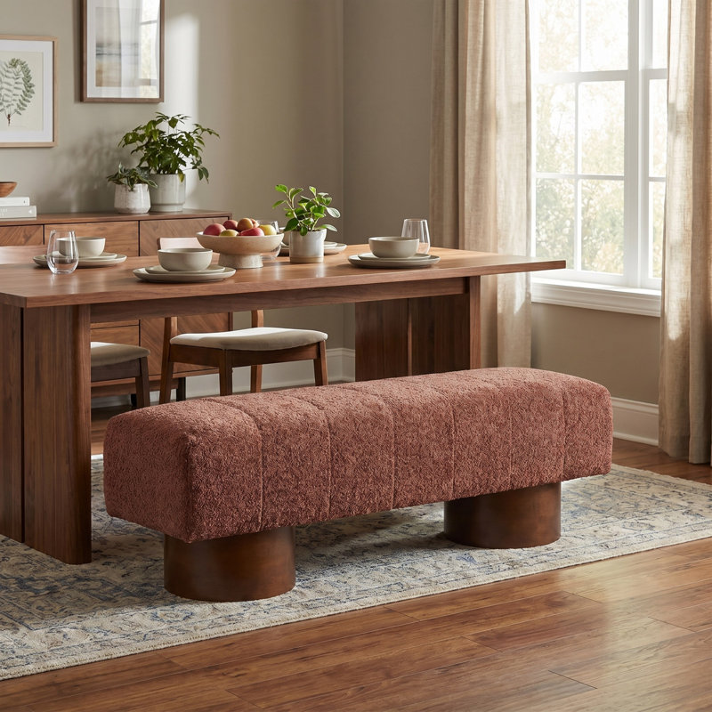 Banc de salle à manger rembourré Scarlett, Rust Red Boucle