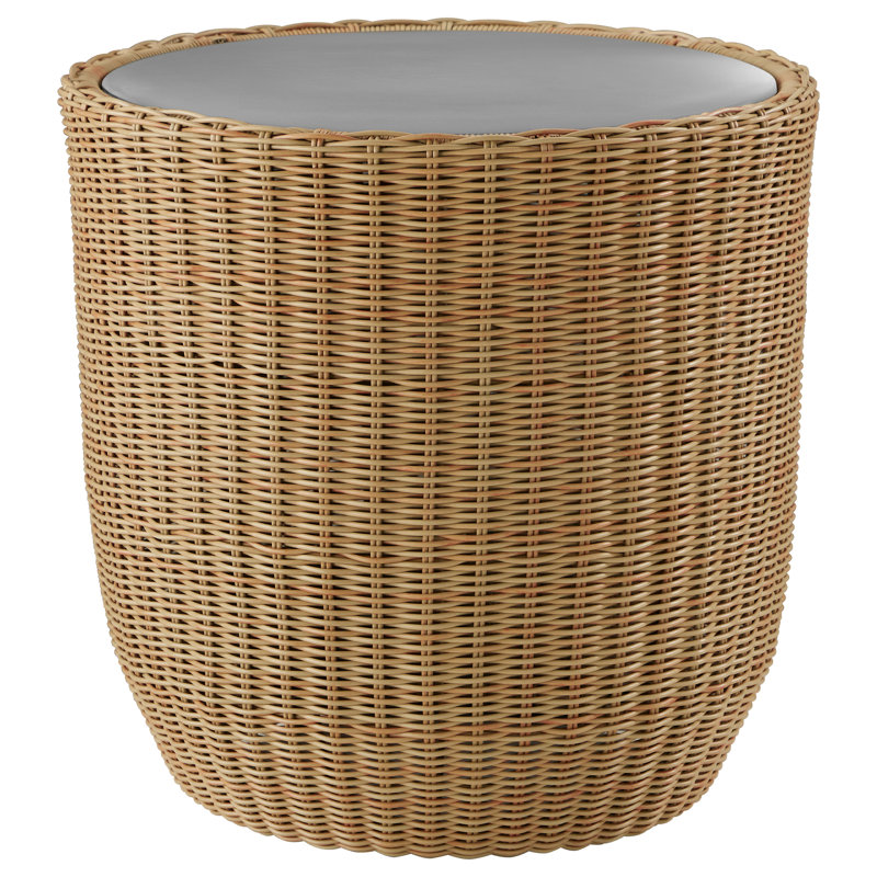 Cambelle 20" W x 20" D Weather Resistant Steel Round Side Table, Light Brown