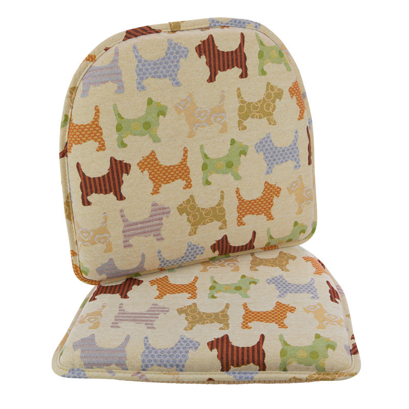 Outdoor 2'' Dining Chair Seat Cushion, Scottie Dogs