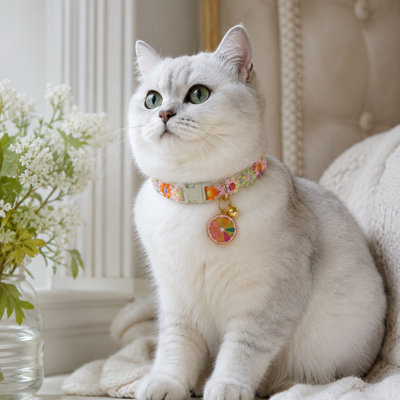 Collier pour chat en forme de fleur fait à la main en forme de crochet - collier de sécurité avec cloche et breloque en métal, collier réglable pour animaux en coton pour chatons et petits chiens (7,9 à 11,8 po, 3 styles)