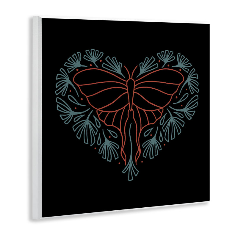 Heart Shaped Celestial Moth Wall Plaque Art by Ahmed Sameh Hussein