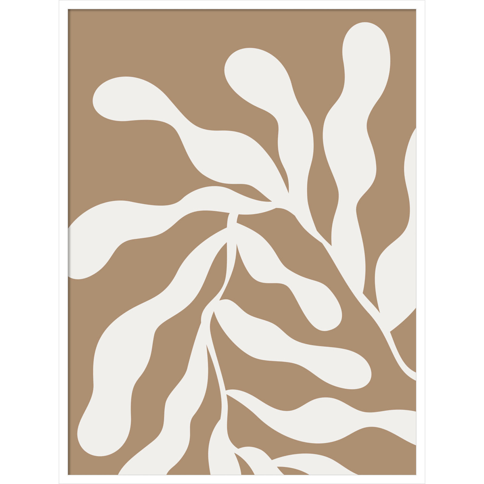Retro Matisse Inspired Abstract Botanical 1 Beige by The Creative Bunch Studio, White, 41" H x 31" W x 1" D