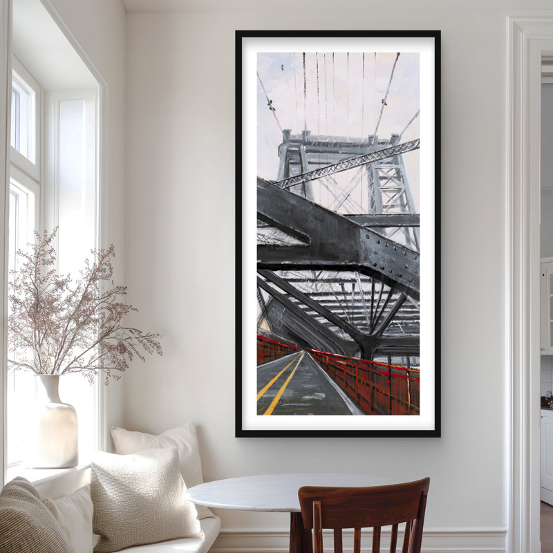 Pont de l'architecture - reproduction mat encadrée pour la décoration intérieure, H 48 po x l 24 po, Noir