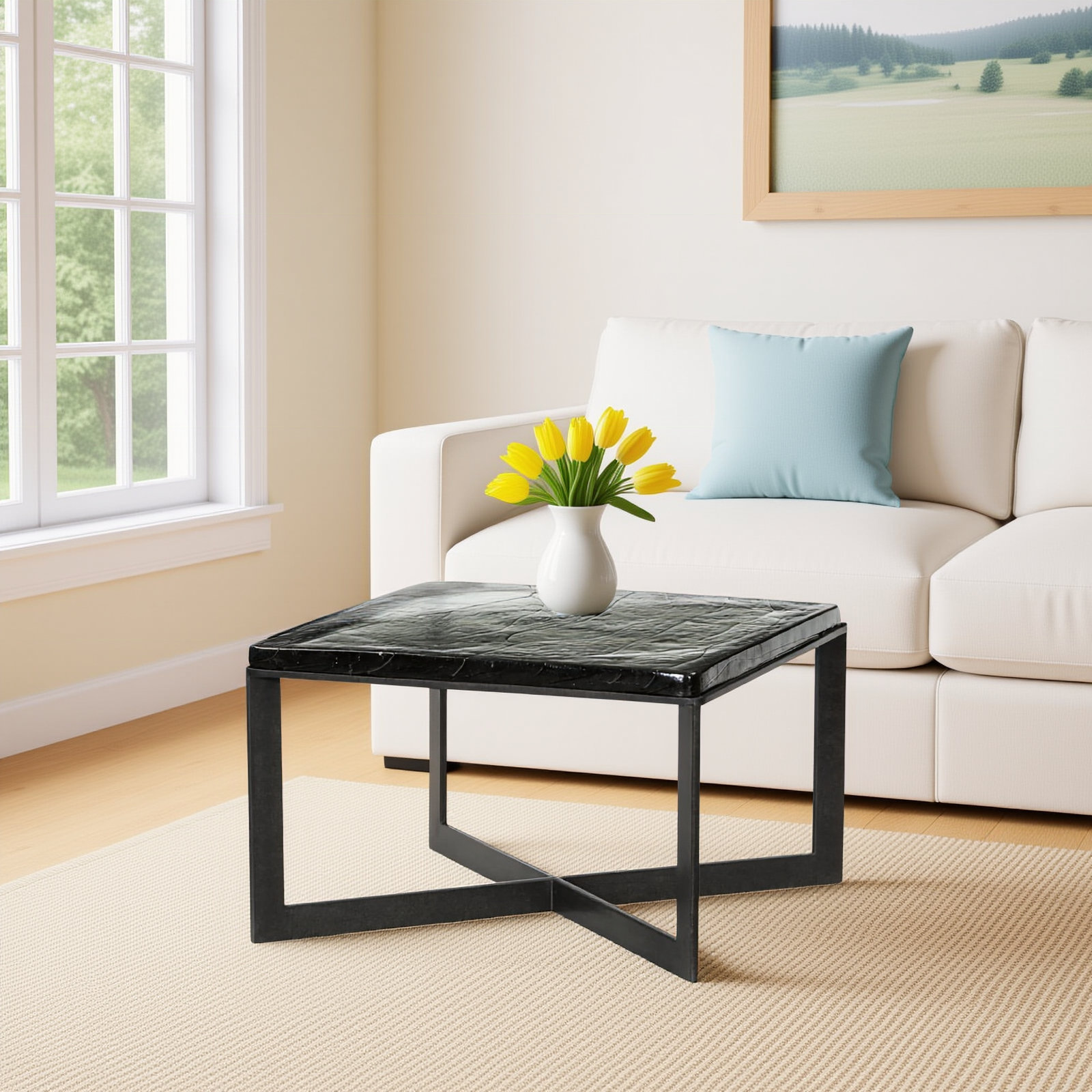 Angier 25" Coffee Table, Clear Cast Glass