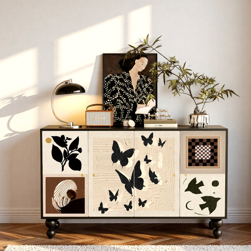 French Retro Solid-Wood Entrance Cabinet