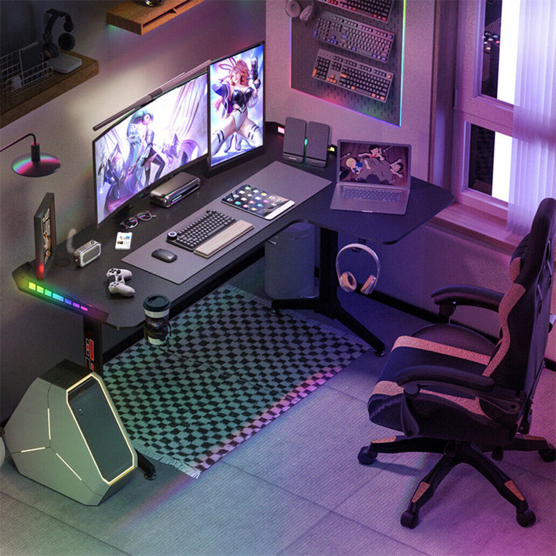 Amici L-Shaped Steel Computer Desk, Right Hand Return
