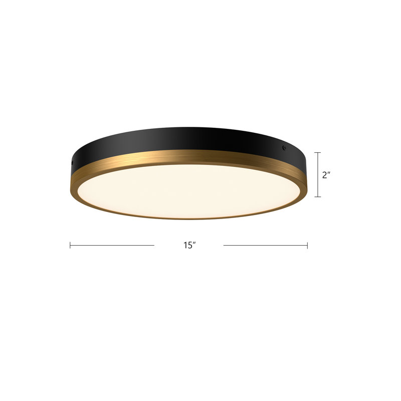 Orland Glass LED Flush Mount, Aged Gold/White, 2" H x 15" W x 15" D