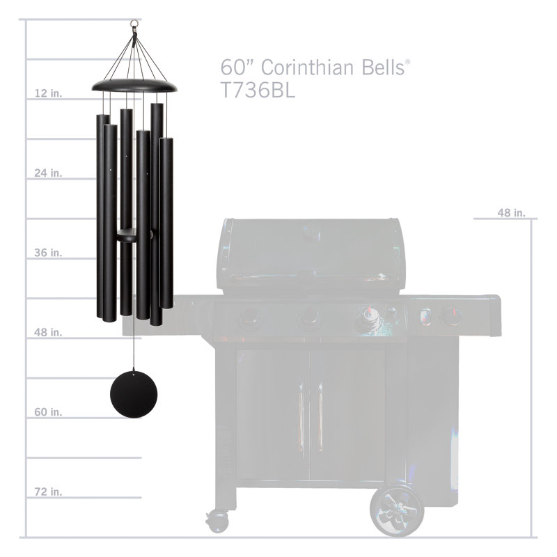44" Black Aluminum Contemporary Wind Chime