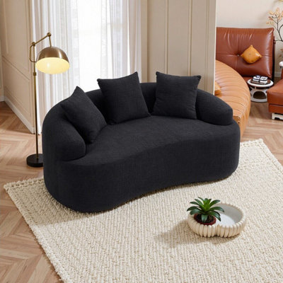 Elegant Black Curved Loveseat - Cozy & Space-Saving for Small Rooms