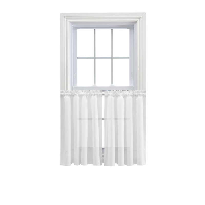 Tangina Tailored Cafe Curtain, 80" W x 30" L, White
