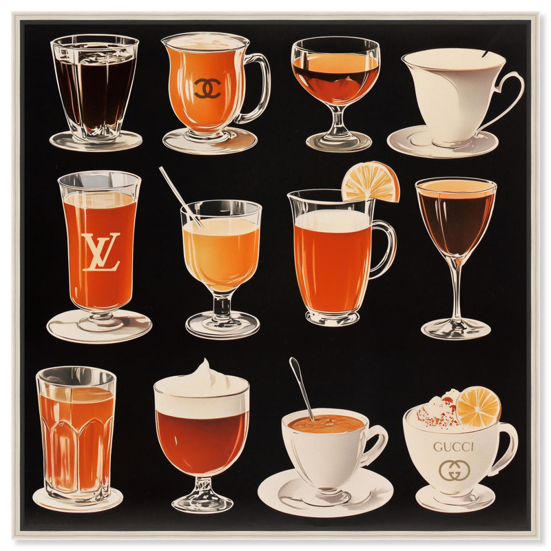 Collection Glam Coffee Drink par Art Remedy, H 13 po x l 13 po, Noir, Cadre flottant