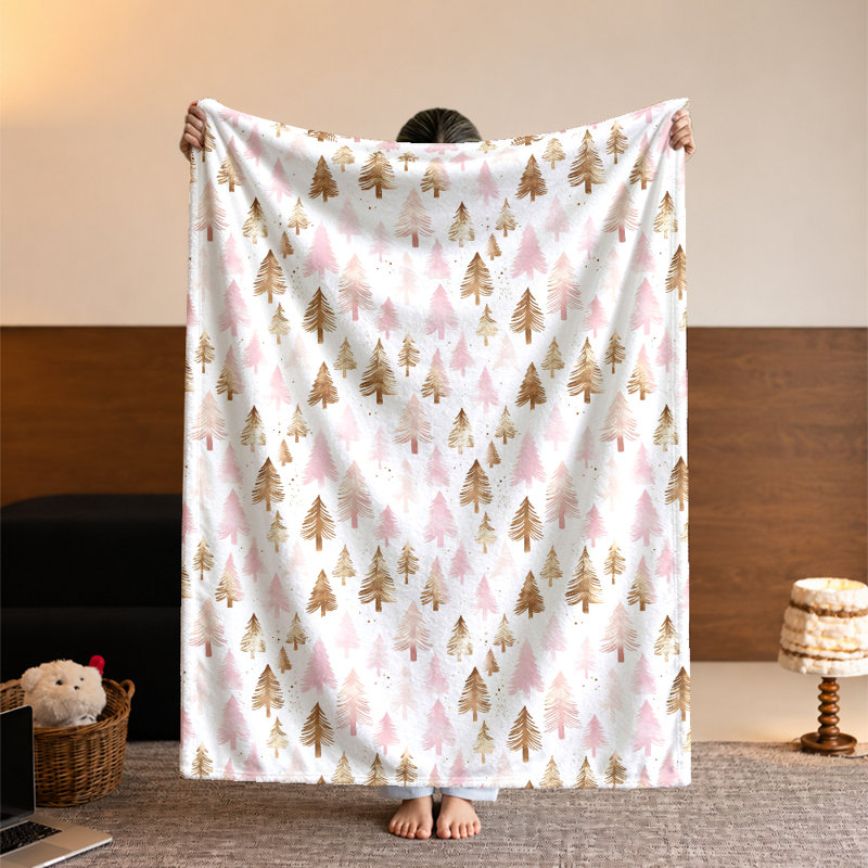 Couverture en molleton rose et doré Blush Reindeer, 30 po x 40 po