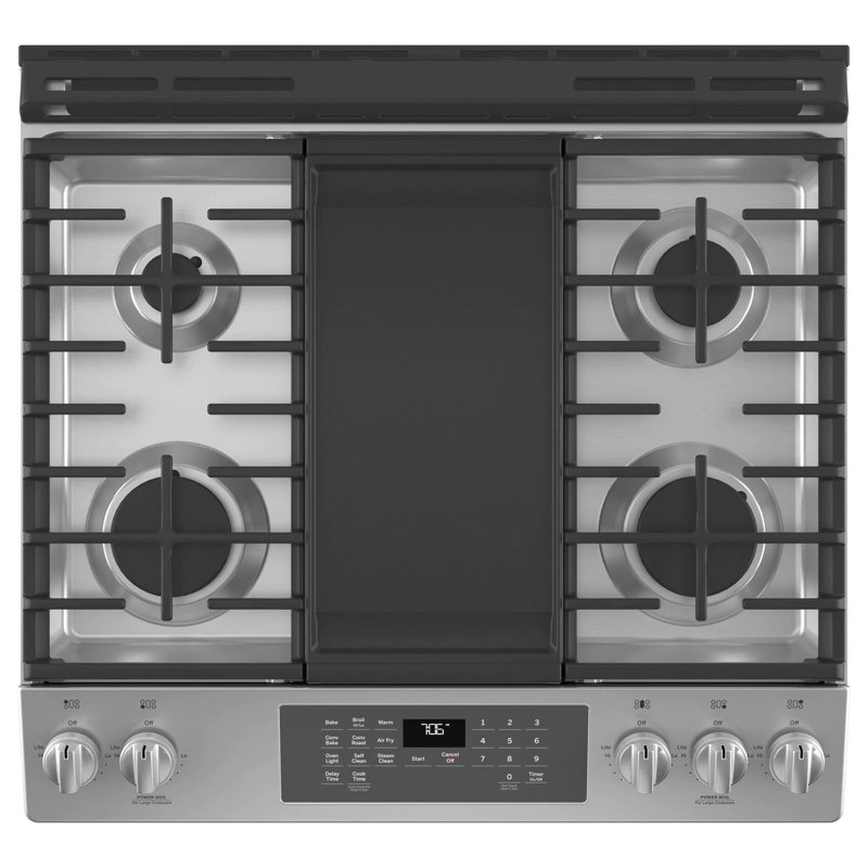 30" 5.6 cu. ft. Slide-In Gas Range with No Preheat Air Fry and Griddle, Stainless Steel