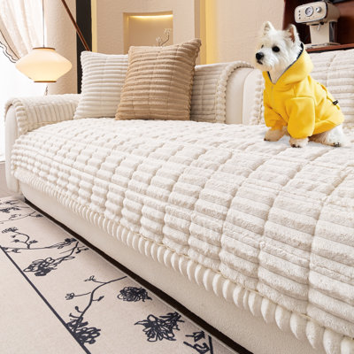 Pet-Friendly Shaggy Sofa Cover - Thick Plush Furniture Protector For Living Room, Tatami, Bay Window, Or Headboard Use