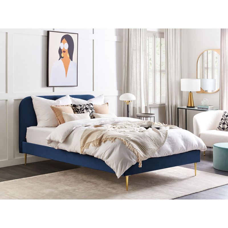 Glaser Upholstered Bed, Marine Blue, 140 x 200cm