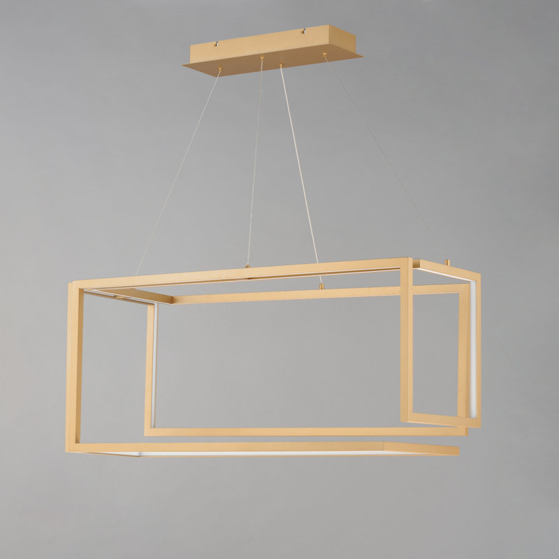 Joquin 1 - Light Gold LED Square/Rectangle Pendant, Gold