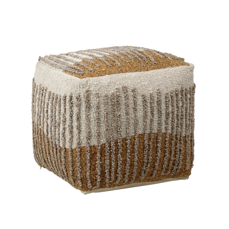 Pouf en laine et coton tissés à la main Eugene 16 po x 16 po Eugene