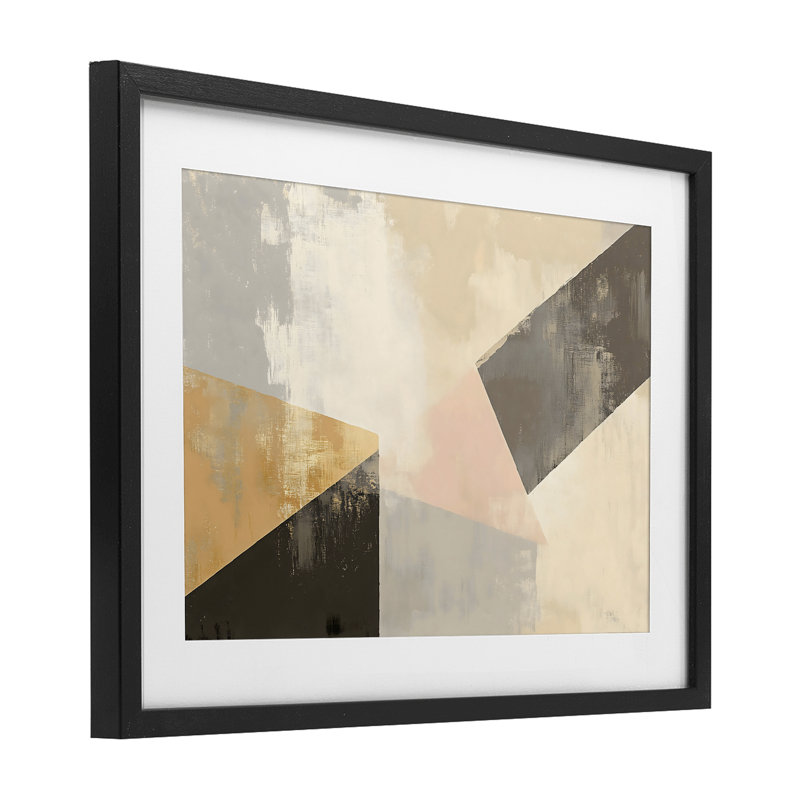 «Distinct Shapes Neutrals», reproduction sous verre encadrée, design par Franklyn Gregory, H 14 po x l 20 po