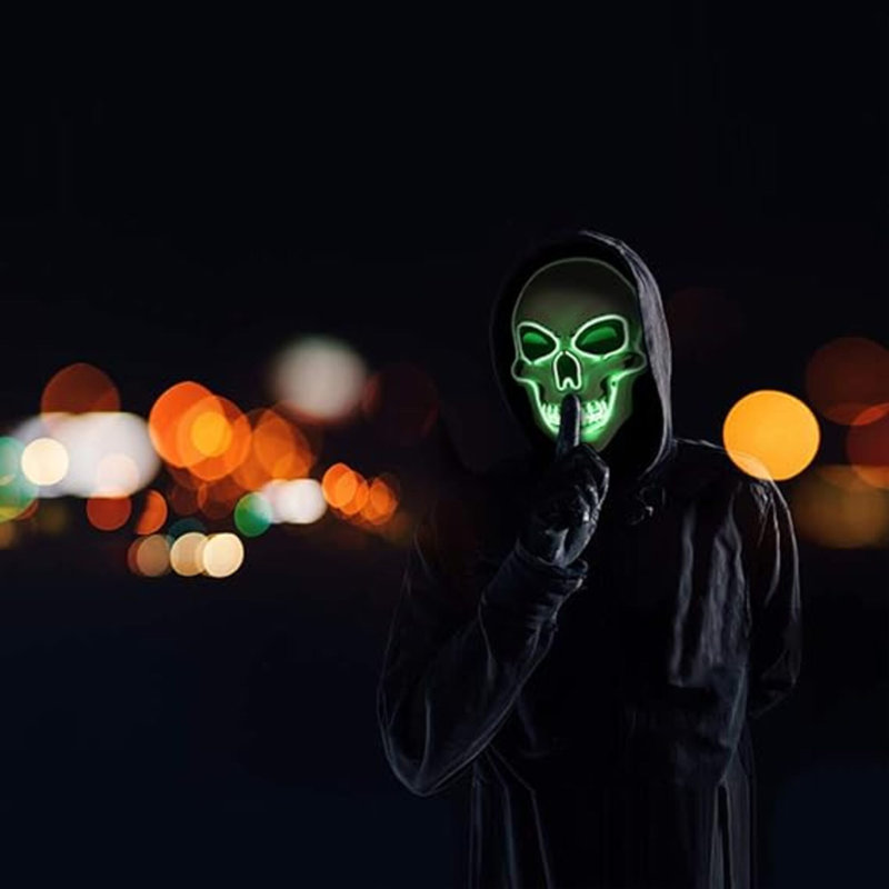 Masque d'Halloween à DEL illuminant un masque effrayant pour articles de fête, Vert