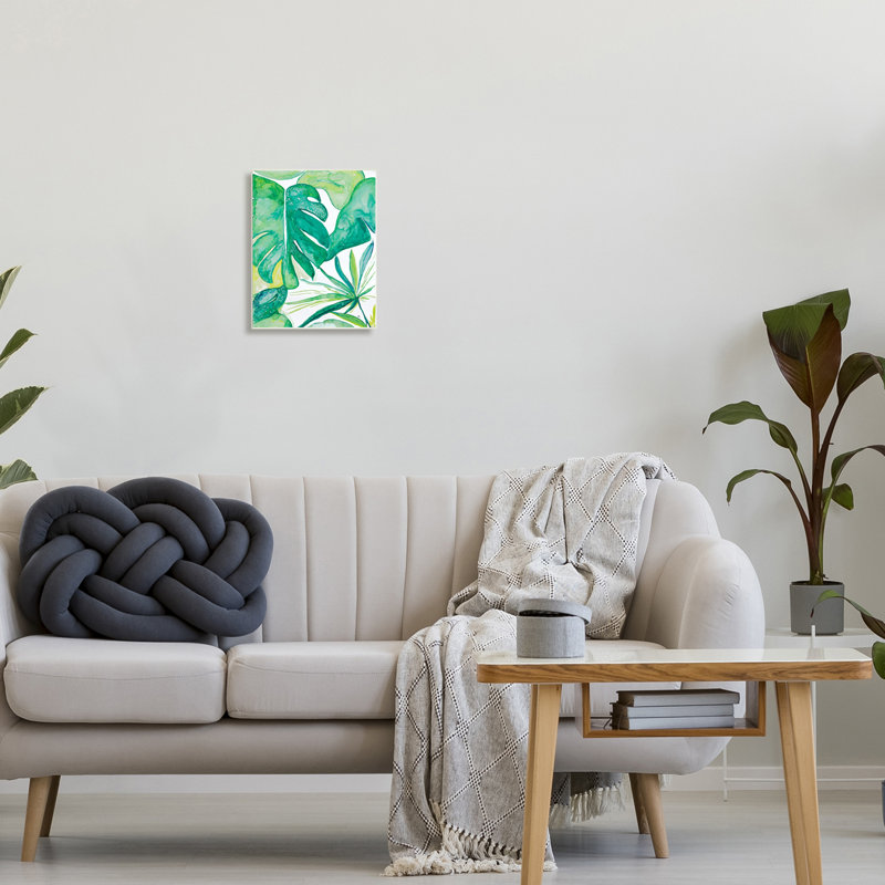 Feuilles de jungle vertes et tropicales avec plantes de Monstera, Plaque murale, H 15 po x l 10 po x P 0,5 po