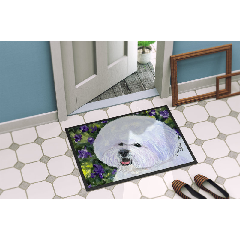 Tapis de porte d’intérieur anti-dérapant bichon bichon frisé, Rectangle 1 pi 6 po x 2 pi 3 po