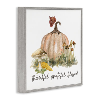Thankful Pumpkin & Mushrooms Framed Giclee Art by Livi Finn