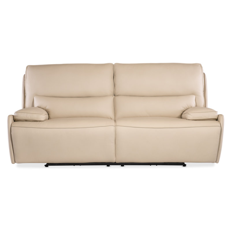 Oslo Ivory Leather Reclining Sofa with Pillow-top Arms
