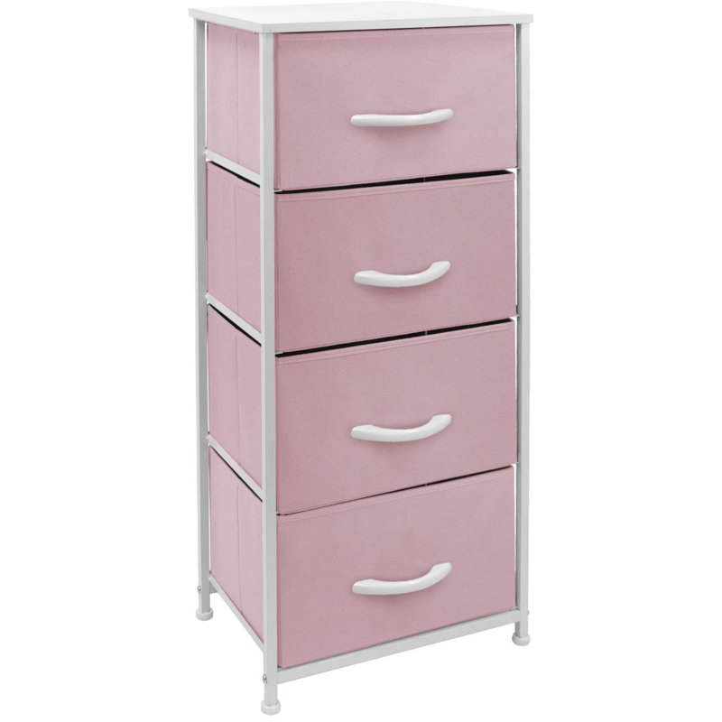 Commode 4 tiroirs - Aqua, Rose / blanc