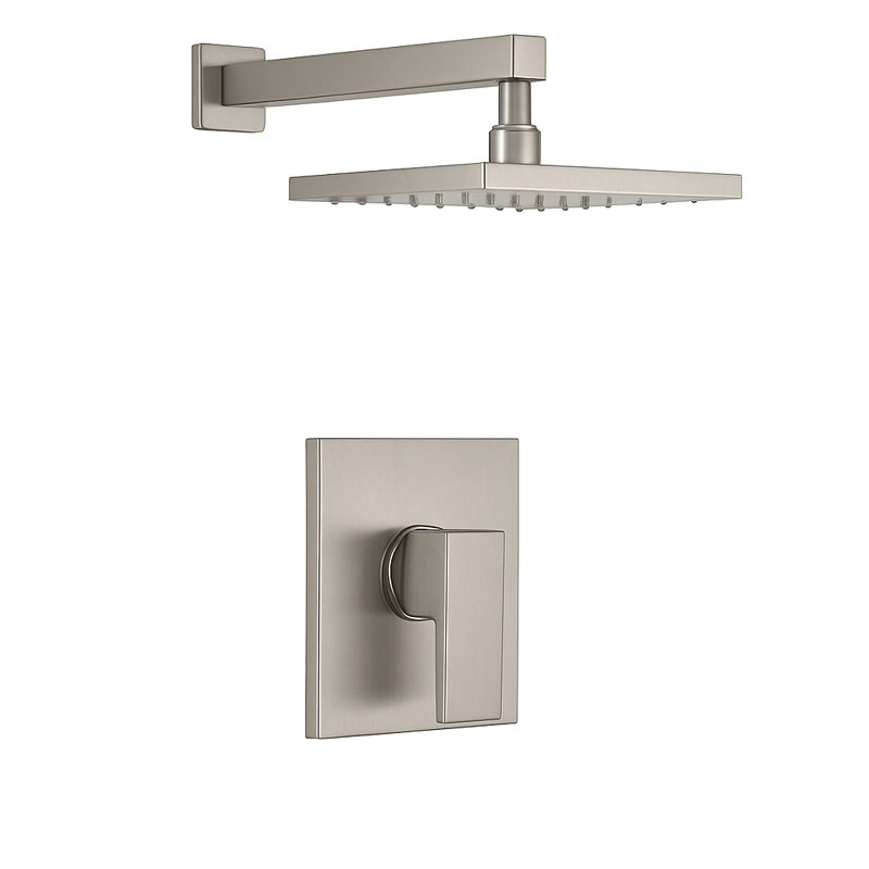 Vitrina Pressure Balance Shower Head with 8-Inch 1.8 GPM Rain Shower Head, Valve Included, Brushed Nickel