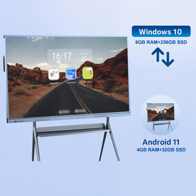 JYXCN Smart Board 86 Inch - All-in-One Touch Screen Interactive Whiteboard, Dual System Optimizes Performance, Cloud Sharing Keeps Everyone in the Loop - For Education, Office & Presentations