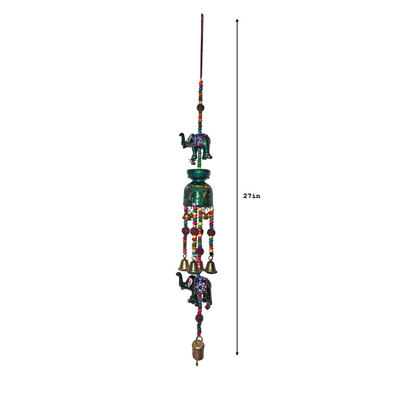 1 Red Bell 2 Elephant Hanging Chime, Green