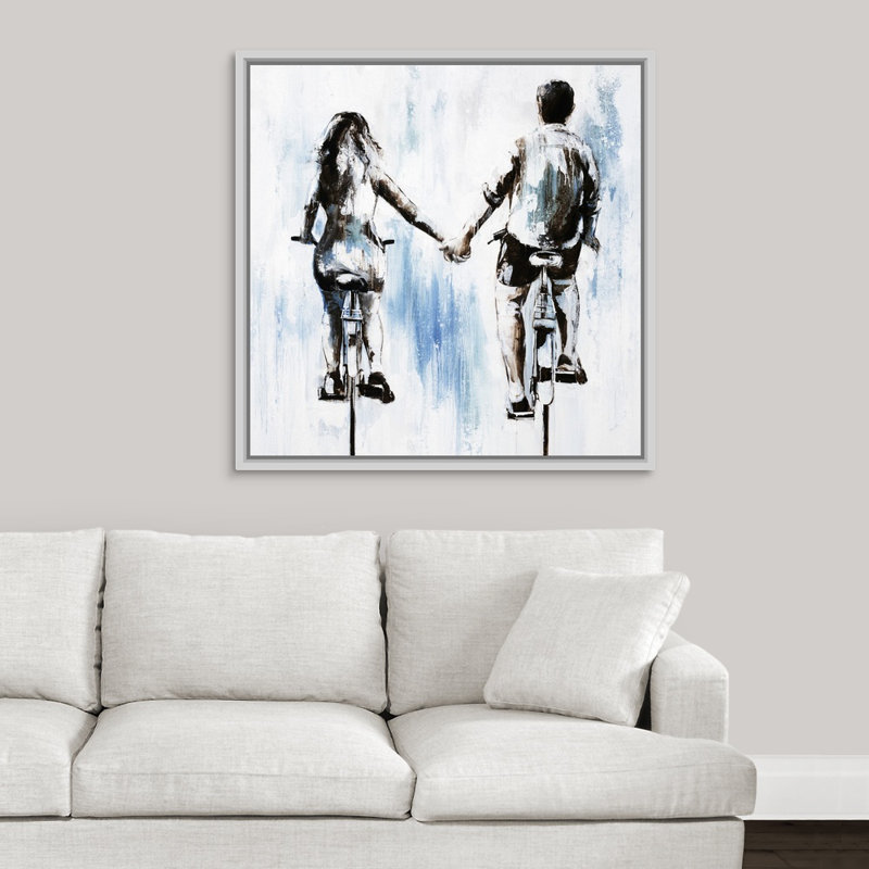 « se déporter sur », peinture sur toile, H 37,7 po x l 37,7 po x p 1,75 po, Cadre flottant blanc