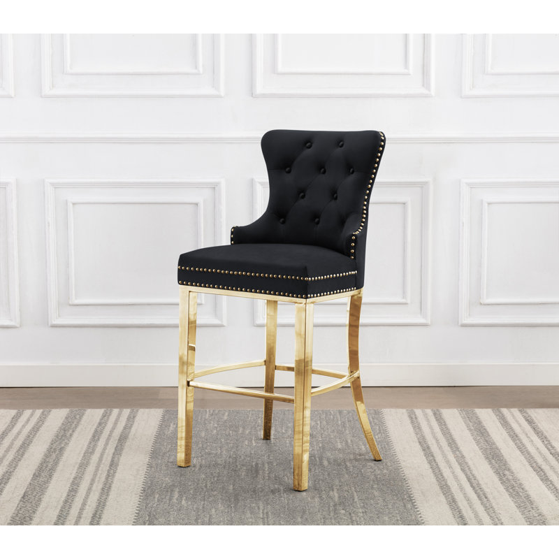 Tabouret Karahalios, Blanc / argenté, Tabouret de comptoir (siège d’une hauteur de 24
