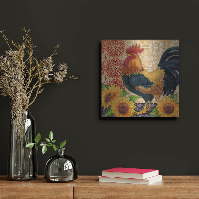 «Roosters And Sunflowers II» par Paul Brent, H 12 po x l 12 po