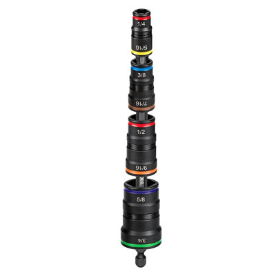 9-in-1 Flip Impact Socket Set, Carbon Steel Multi Size Socket Kit with 6.5 Inch Impact Shaft, 8 Hex Sizes & 1/4 Inch Bit Holder, Stackable Reversible Sockets for Drill & Impact Driver Repairs