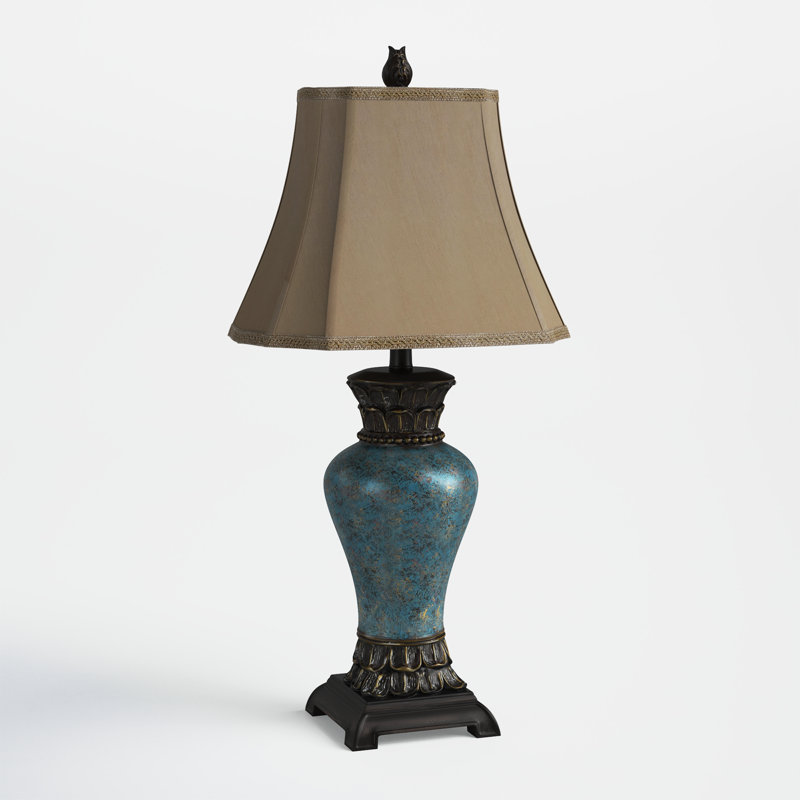 Fullilove Resin Table Lamp, Tan, Blue//Bronze