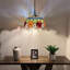 Lumières suspendues Pertev Tiffany en verre teinté rouge orangé avec fleurs et ampoules DEL incluses l 16 po x P 16 po x H 75 po