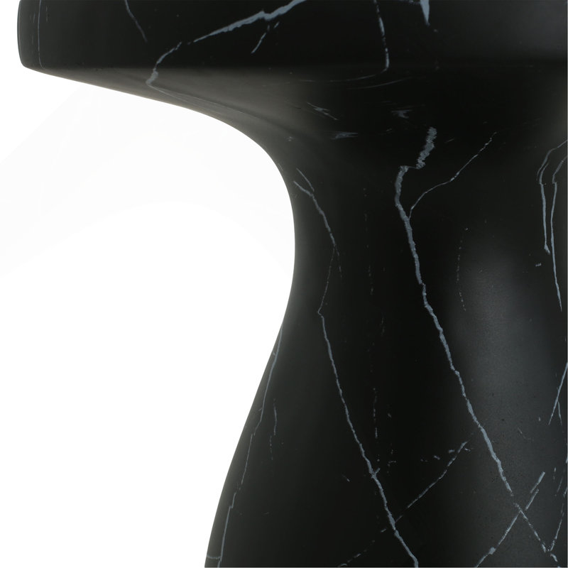 Table d'appoint d'extérieur en travertin MGO, table de bout en béton léger, effet marbre noir, Noir