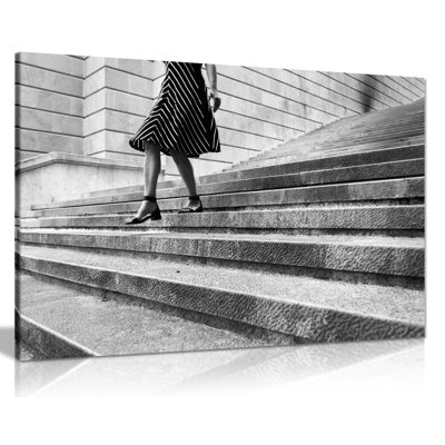 Walking Woman On Street Fashion - Wrapped Canvas Print