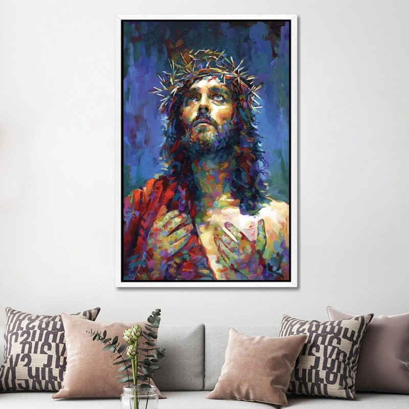 Jesus Christ by Leon Devenice - Painting on Canvas, 152.5 cm H x 101.5 cm W, White Framed Canvas