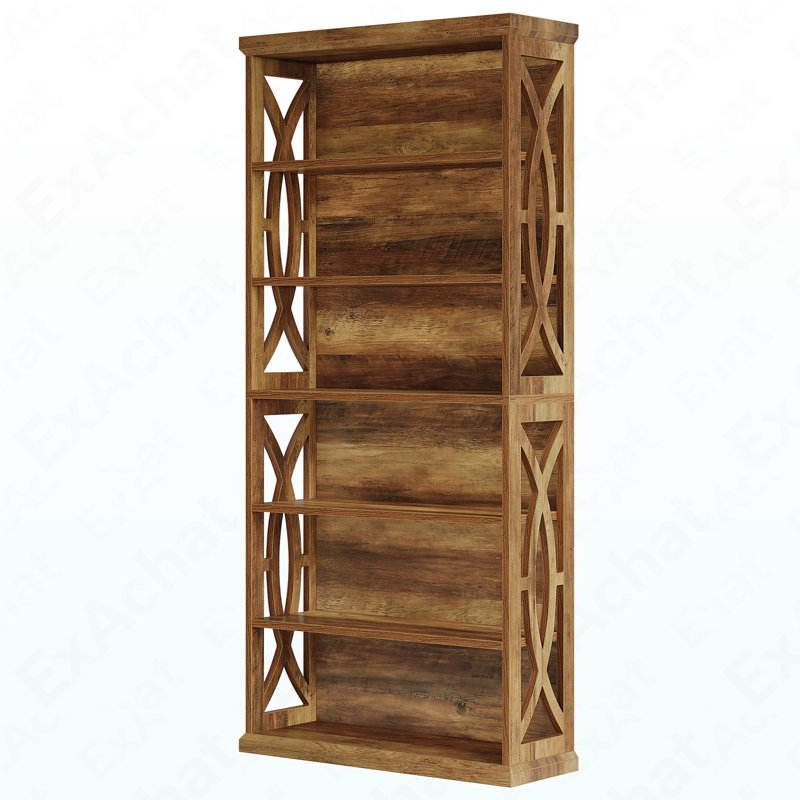 Bibliothèque 71 po en bois, bibliothèque autoportante à 6 niveaux