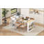 Table de salle à manger extensible avec plateau pliable, table de bar avec tiroirs et prise de courant, îlot de cuisine avec roulettes et crochets, buffet pour la cuisine et la salle à manger (blanc crème et naturel)-823059339