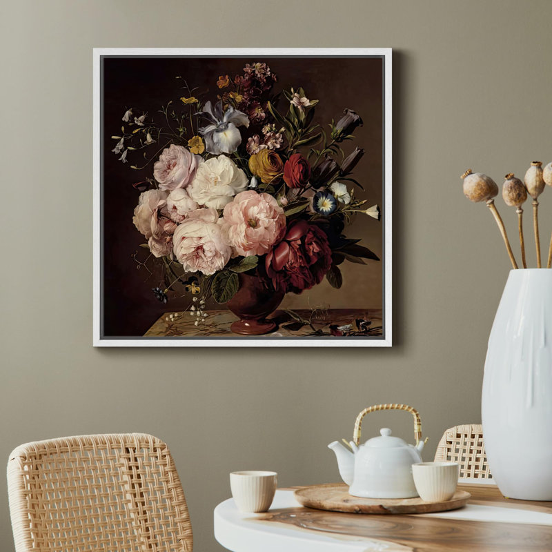 «Lush Bouquet With Vase», reproduction d'art sur toile, Toile blanche, H 24 po x l 24 po